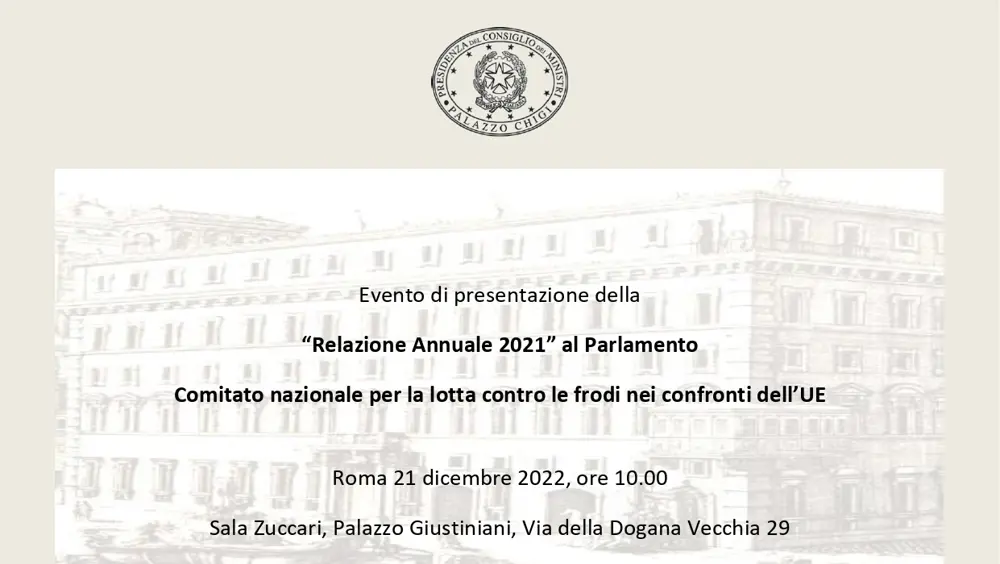 Il Ministro Fitto presenta la Relazione COLAF 2021 Il Ministro Fitto presenta la Relazione COLAF 2021