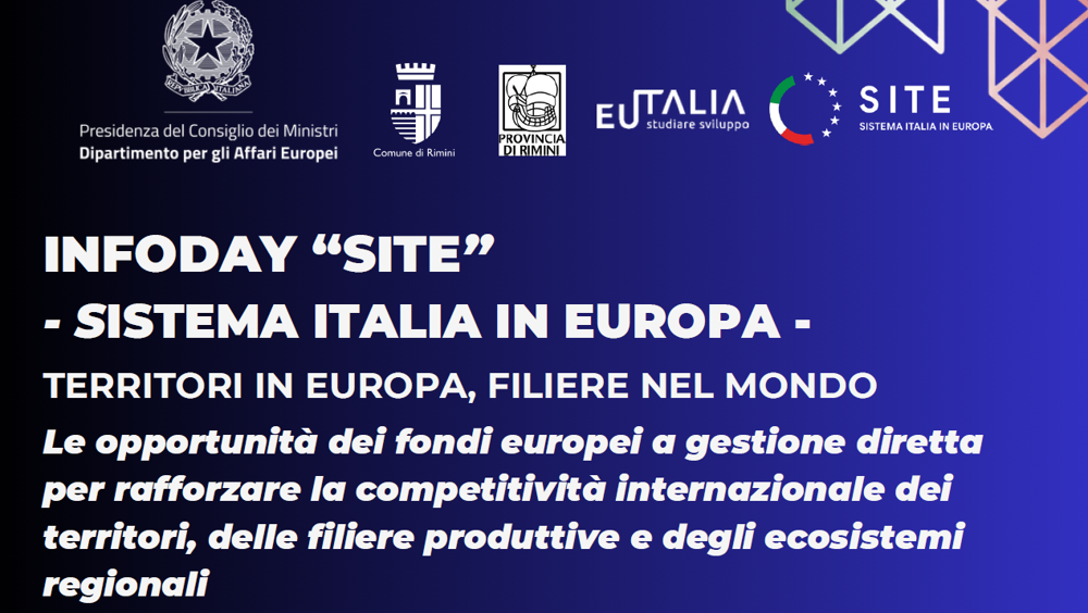 Rimini ospita a settembre l'Infoday SITE "Sistema Italia in Europa" 
